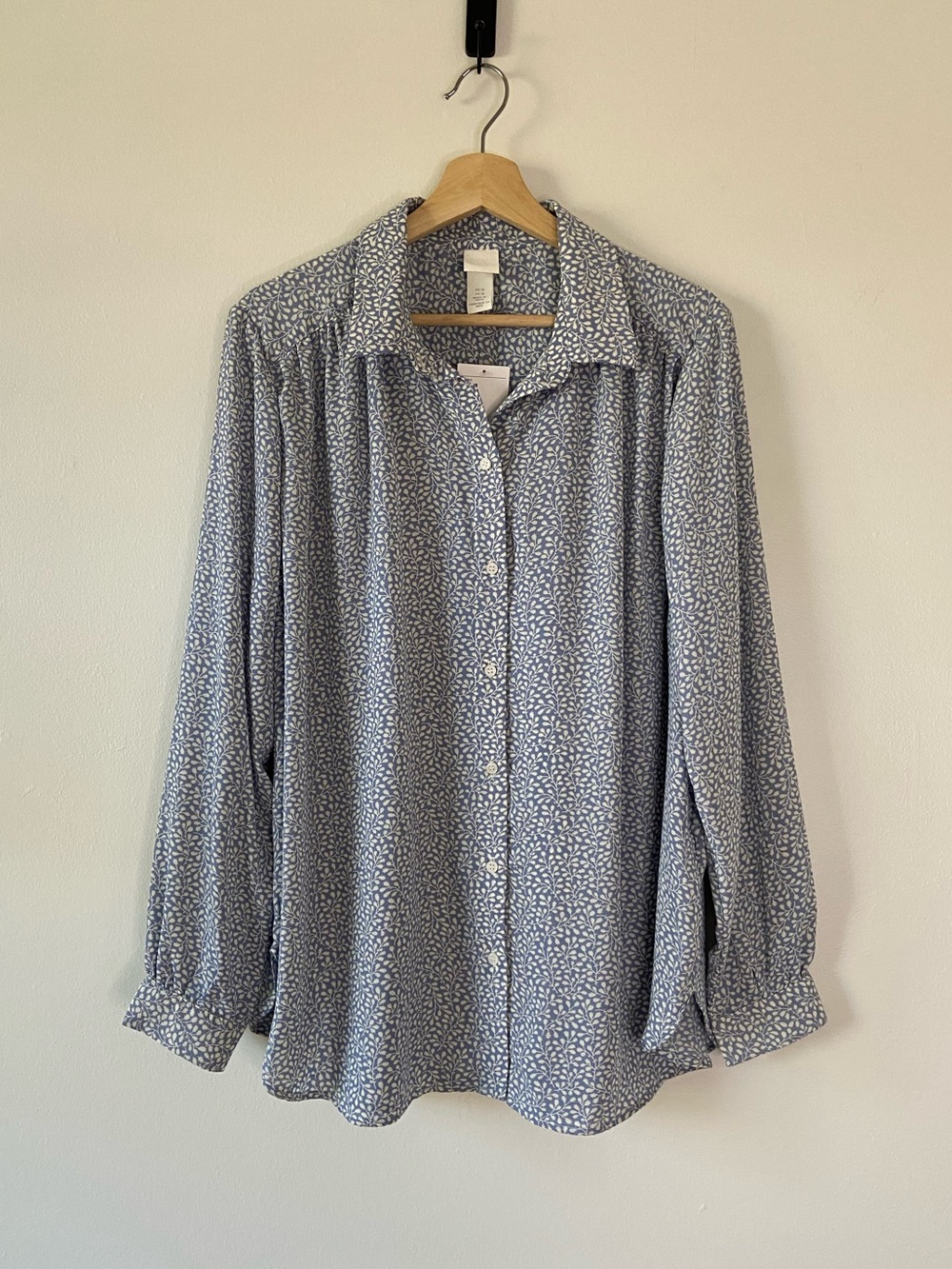 H&M Baby Blue Ditsy Floral Leaf Print Blouse
